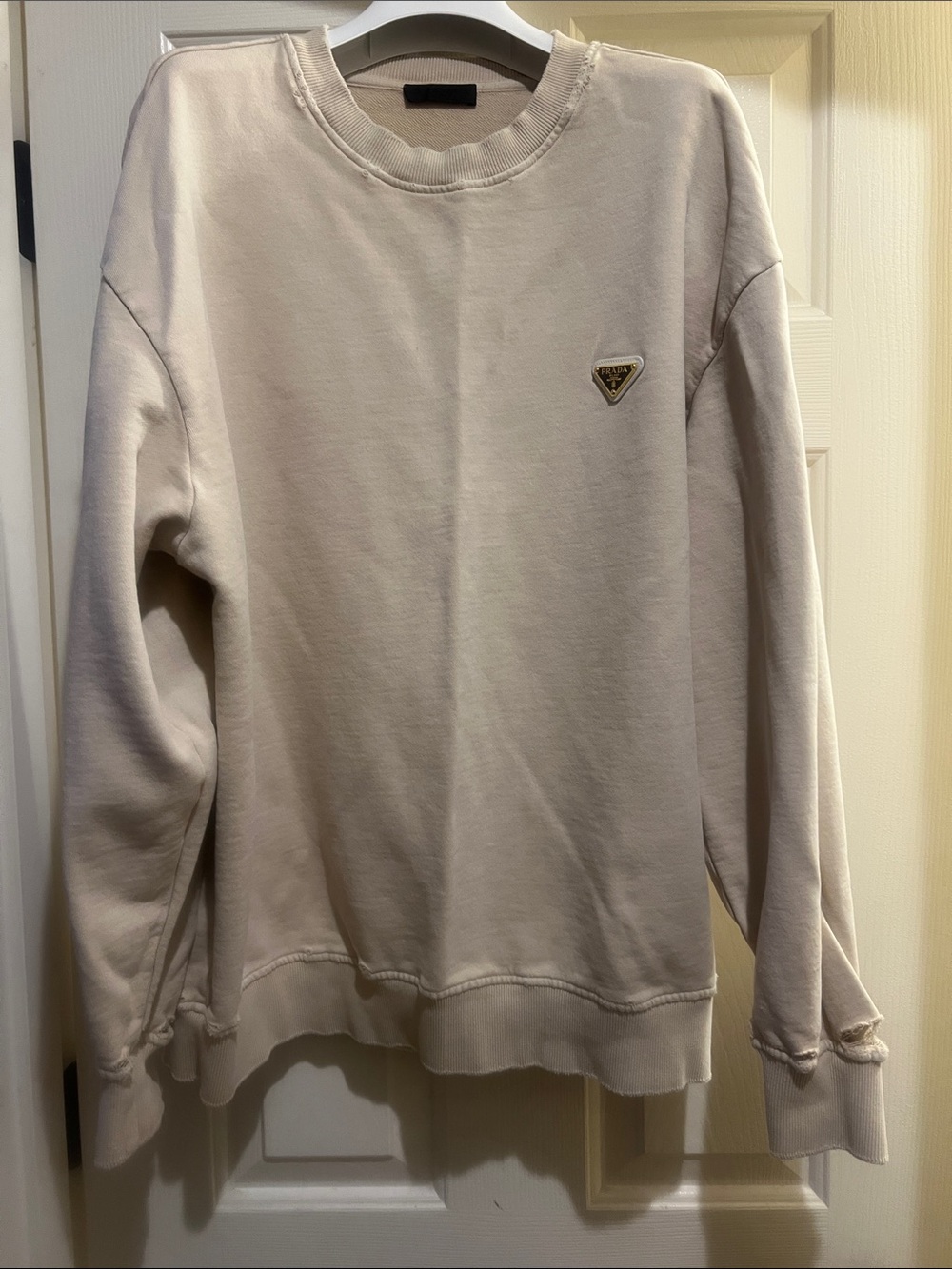 Prada Beige Sweater with Black Satin Care Tag